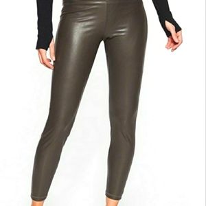NWT ATHLETA All Over Gleam Faux Leather Tight Size M in Arbor Olive